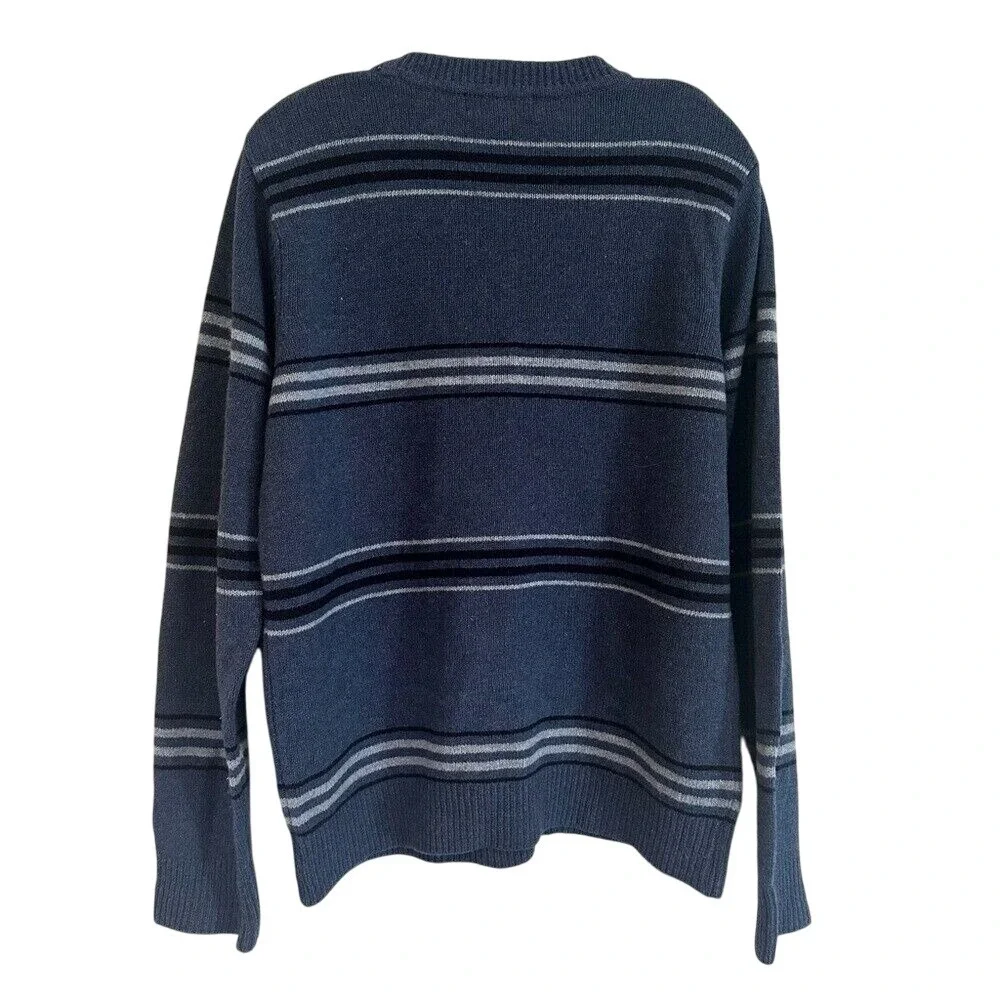BDG Urban Outfitters Striped Wool Crew Neck Sweater Men's Large‎ Blue Grandpa
